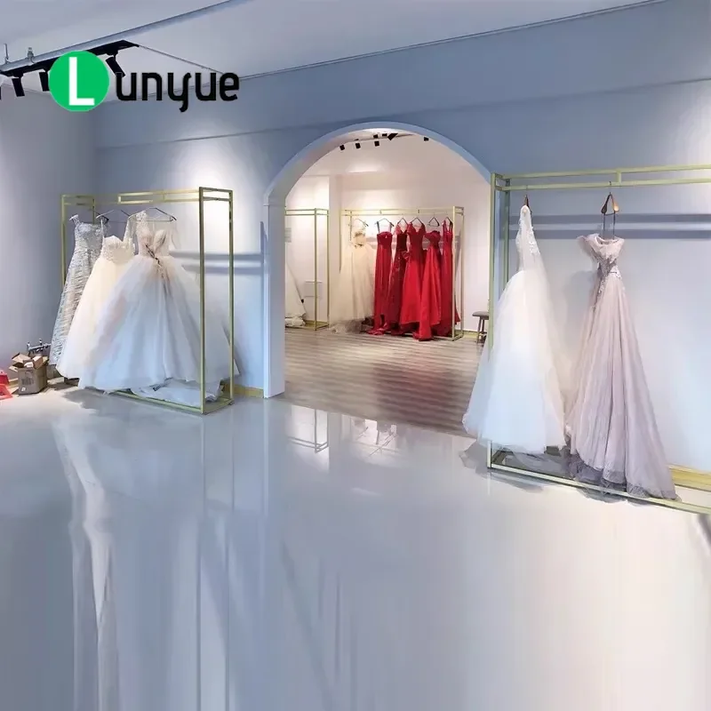 Floor to Ceiling Wedding Dress Rack Studio Clothing Display Hanger for Gowns Tieyi Xiuhe Garment Storage Stand Space Saving