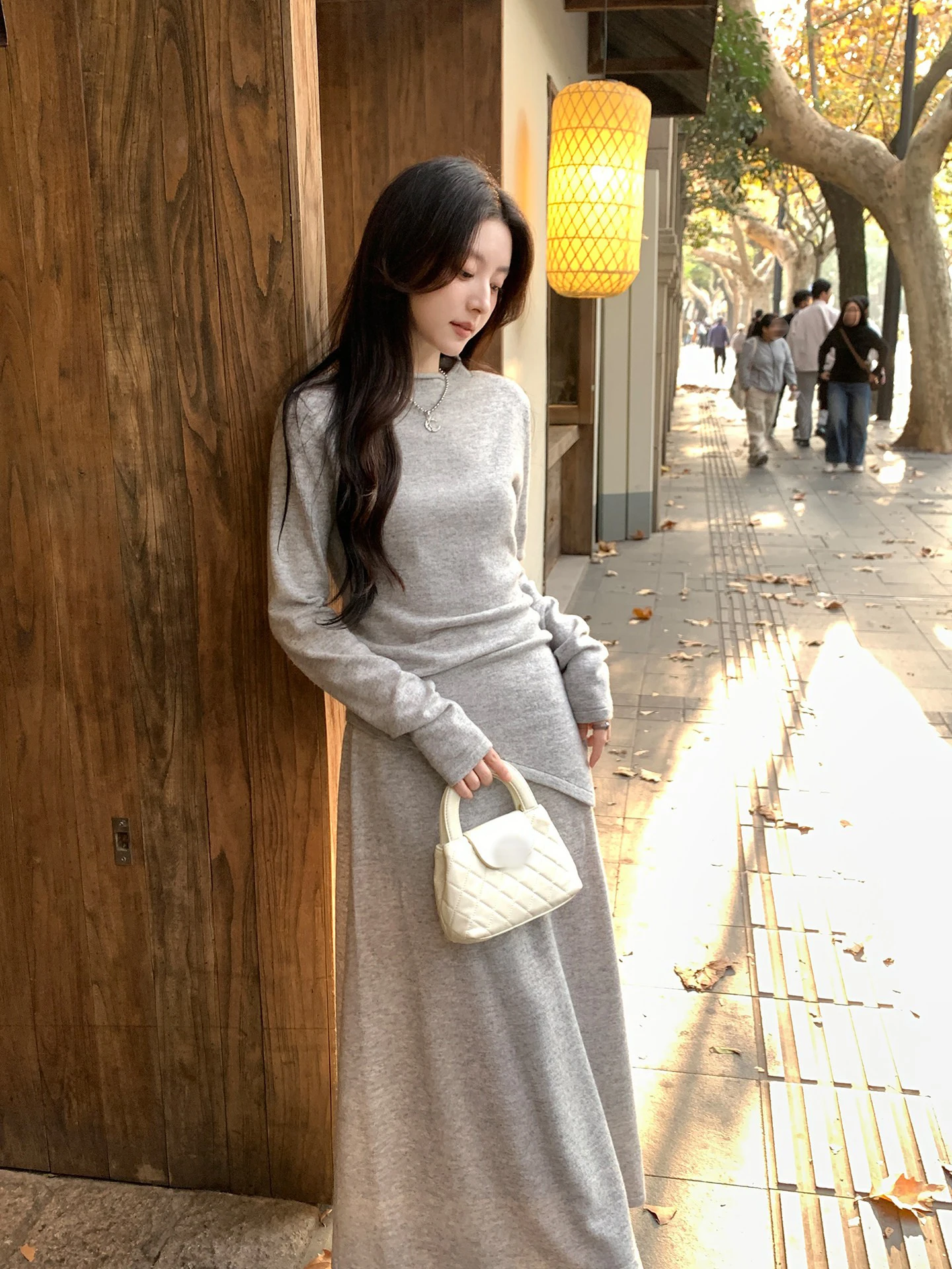 

Aboutpoem Winter Wool Knitted Set Women's Slim Fit Sweater And High Waist Skirt Casual Style Half High Collar Two Pieces