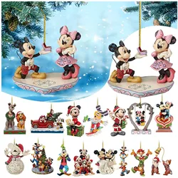 Anime 2024 Disney 2d Flat Action Figure Mickey Minnie Mouse Xmas Tree Decoration Hanging Ornament Home Christmas Party Gift Toy