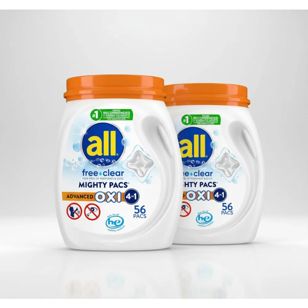 

Hypoallergenic Laundry Detergent Pacs, Unscented Stain Remover for Sensitive Skin, 112 Loads