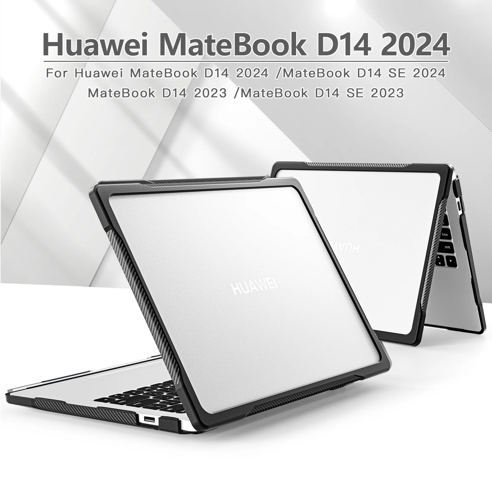 Laptop Case For Huawei MateBook D14 SE 2024 2023 Hard PC+Soft TPU Cover With Heat Sink Holes Multi-Layers Full Body Protection