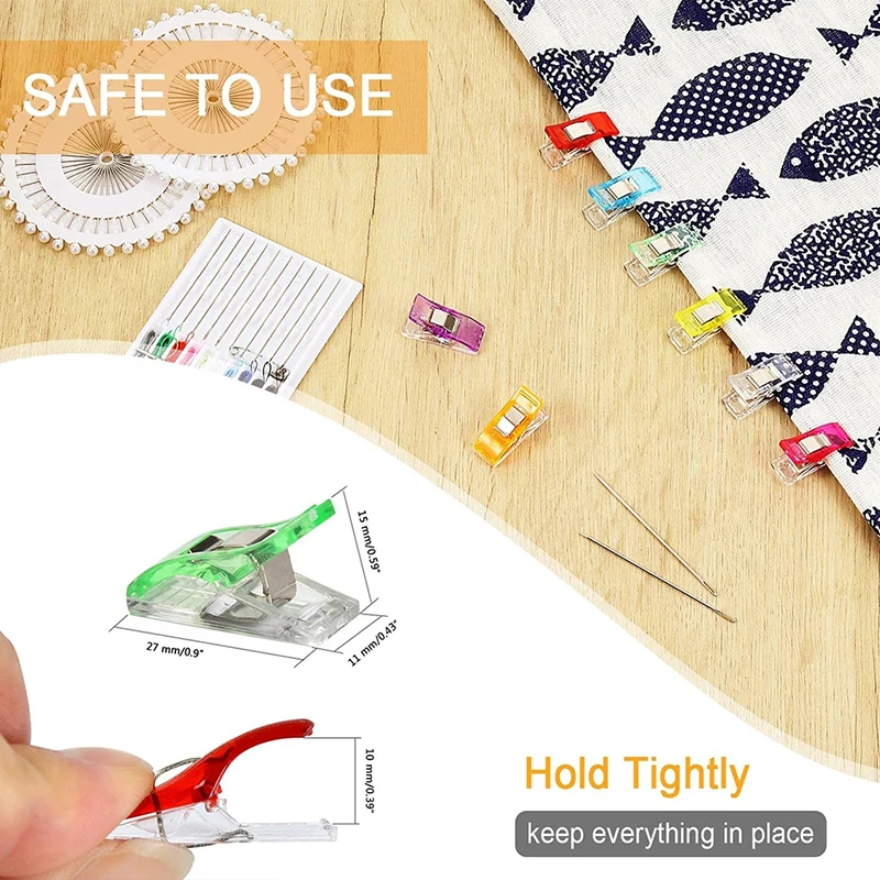 100Pcs Plastic Sewing Clips DIY Crafting Crocheting Knitting Clothing Clips Assorted Colors Craft Securing Quilting Clip Tool