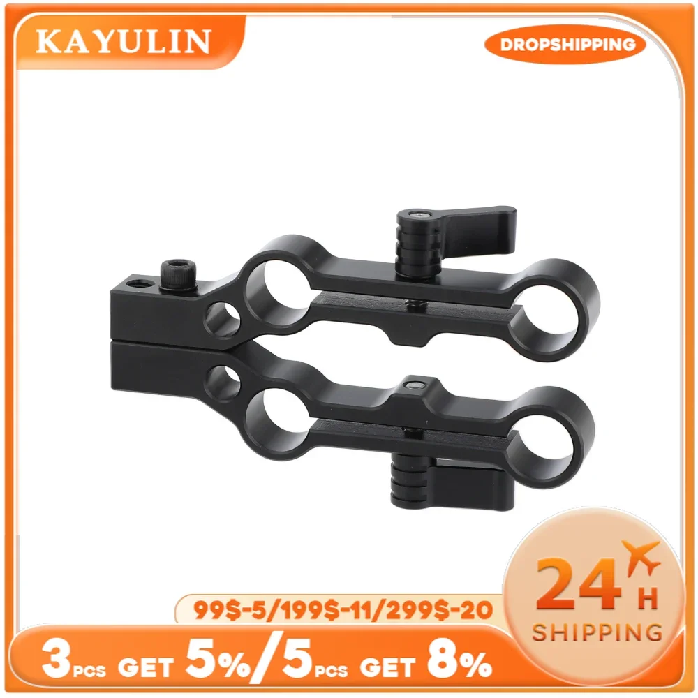 Kayulin Multifunction 15mm Dual-port Rod Clamp Railblock Adapter Double Set For Camera Cage Rod System (Two in One)