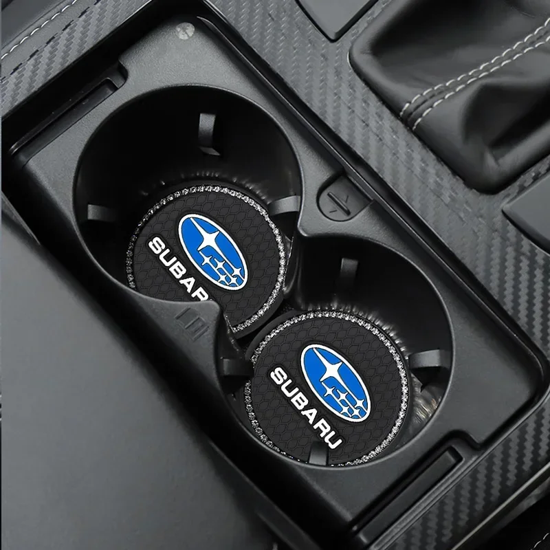 2pcs Silicon Car Coasters Anti-slip Mats Water Cup Pad for Subaru WRX BRZ DRL XV STI Outback Legacy Forester Impreza Accessories