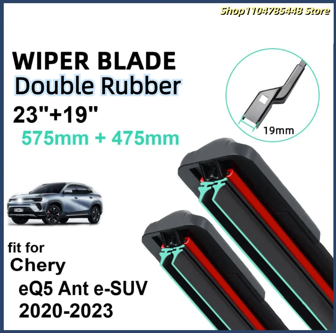 

Car Wiper for Chery eQ5 Ant e-SUV 2020-2023 23" + 19" Front Rear Wiper Blades Brushes Cutter Accessories 2020 2021 2022 2023