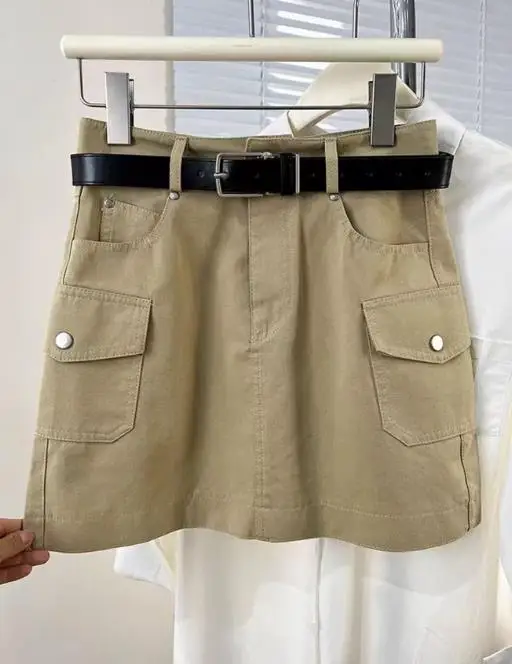 새로운 여름 여성 캐주얼 유틸리티 미니 스커트 멀티 포켓 디자인 데일리 다용도 스타일링