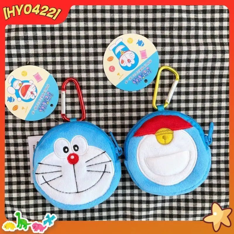 

Doraemon Double Sided Plush Coin Purse Mini Round Earphone Pouch With Carabiner Clip Portable Storage Bag For Kids Cartoon Fans