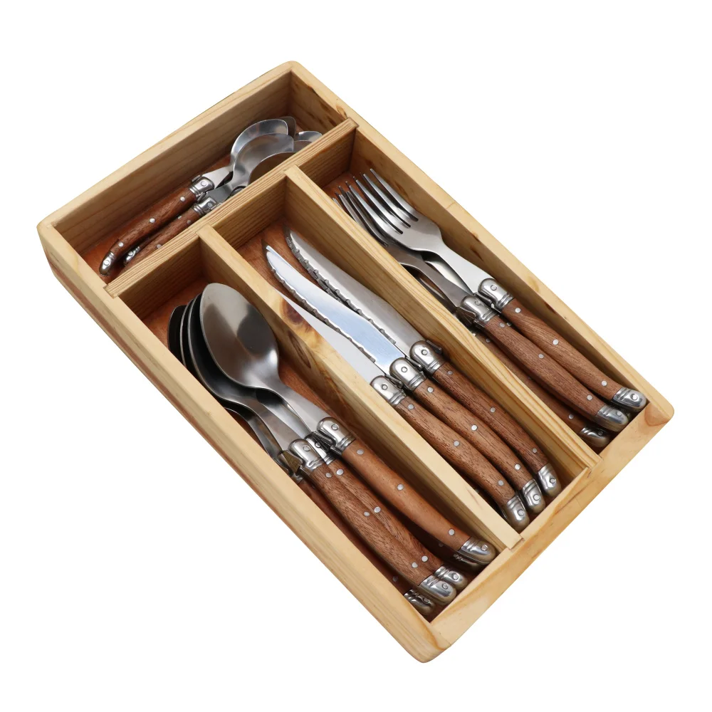 

Jaswehome 24pcs Stainless Steak Knives Set Dinnerware Set Rosewood Handle Flatware Knife Fork Spoon Tableware