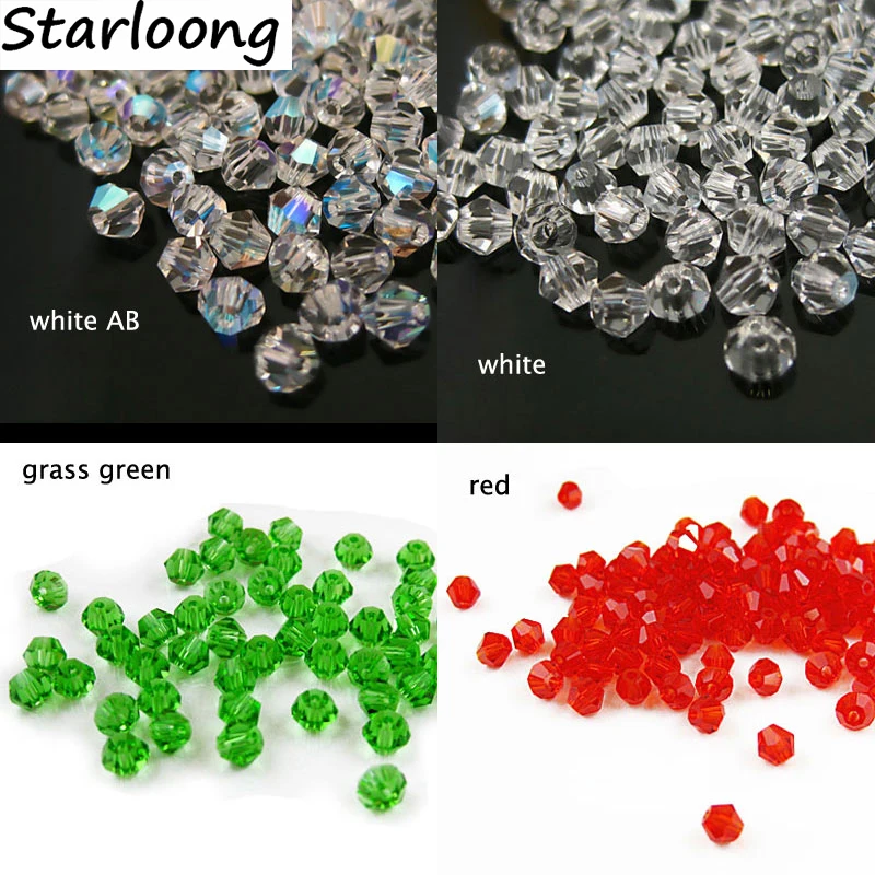 1pack Multicolors 3-8mm Bicone rhombus Austria Crystal Beads charm Glass Beads Loose Spacer Beads for DIY Jewelry Making