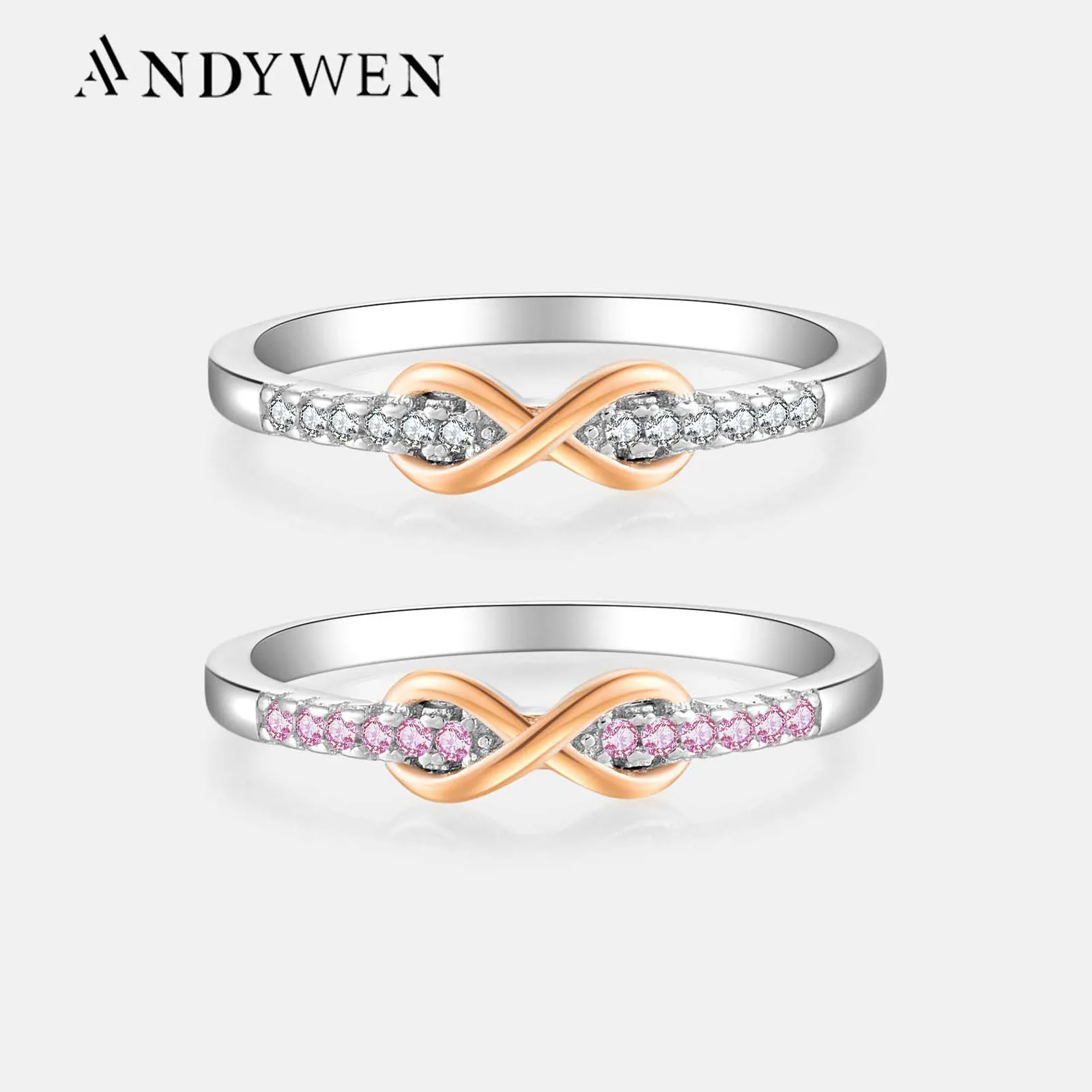 ANDYWEN New 925 Sterling Silver Gold INFINITE LOVE Mother's Rings Valentiens's Jewelry Gift 2023 Wedding Jewels Crystal CZ