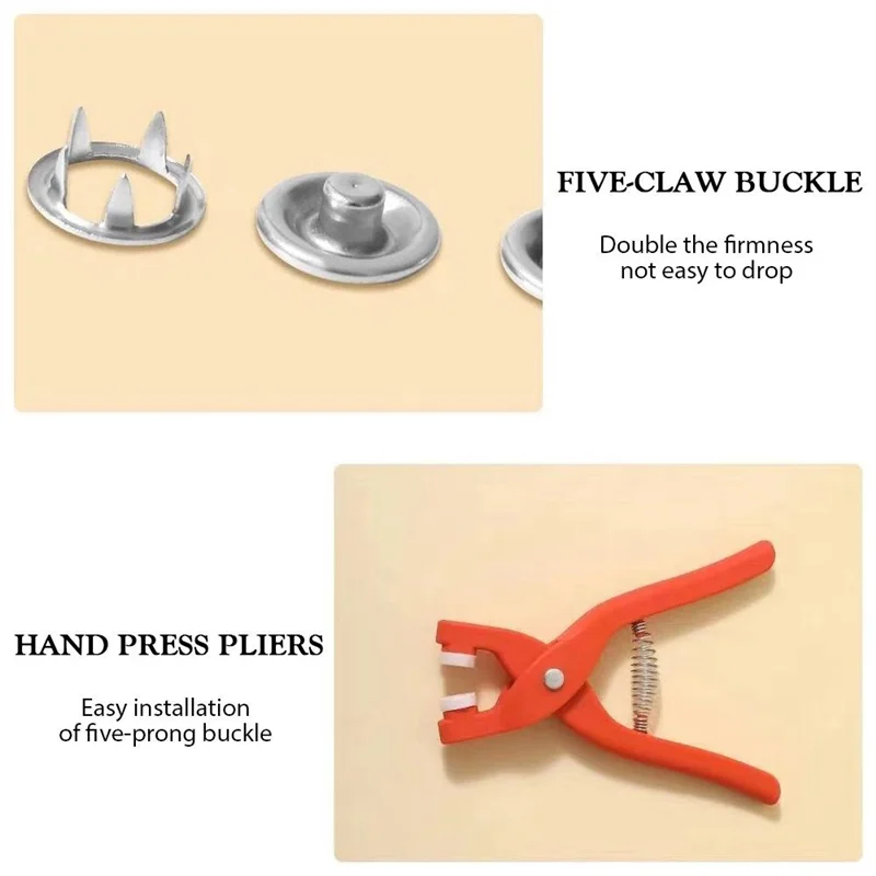A96K-Five Claw Button Installation Tool Pliers Set Invisible Snap Button Sewing-Free Button Set Is Suitable For DIY Crafts