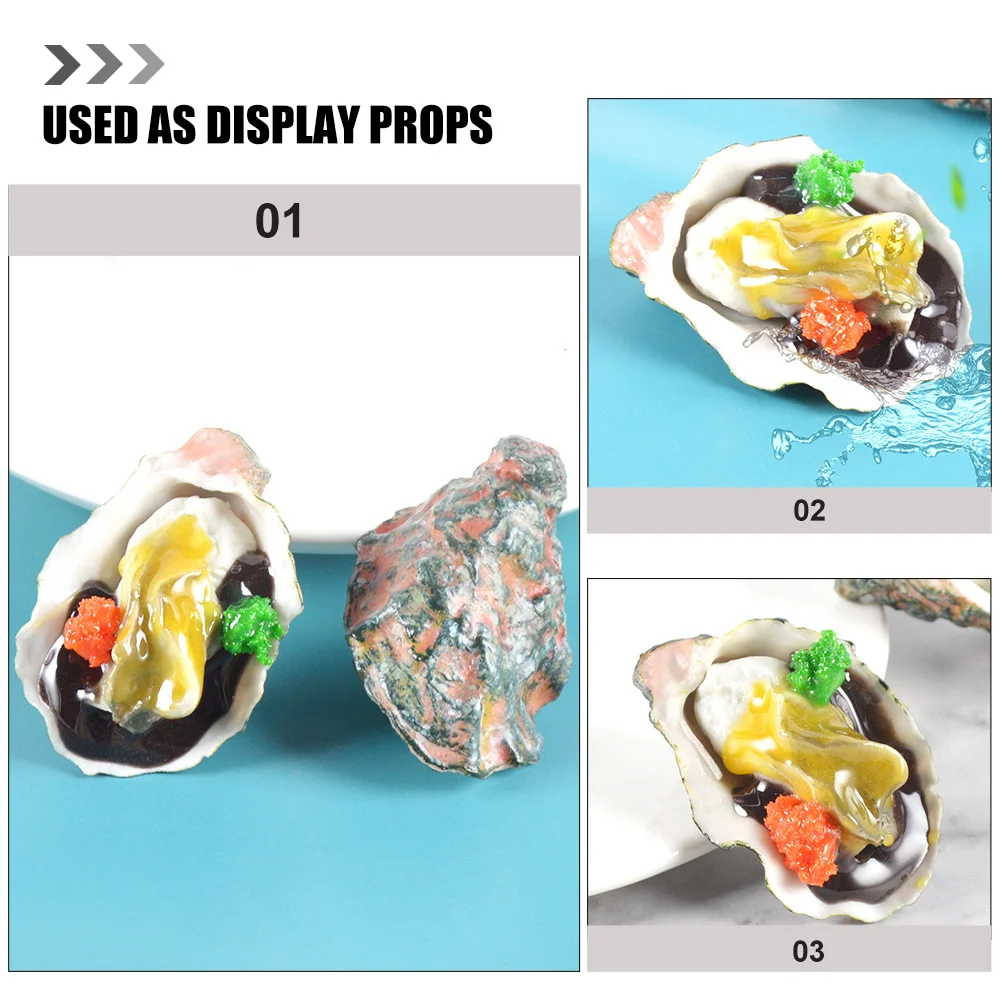 2 Pcs Simulated Oysters Toy Food Pretend Play Toys Other Vivid Pvc Fake Simulation Seafood Model