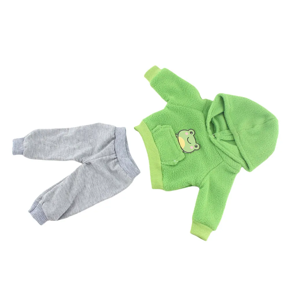 ชุดตุ๊กตาลายกบสีเขียวใหม่ สำหรับตุ๊กตาขนาด 18 นิ้ว 40-43 ซม. อุปกรณ์เสริมสำหรับตุ๊กตาเด็ก ของขวัญวันเกิดและเทศกาลต่างๆ