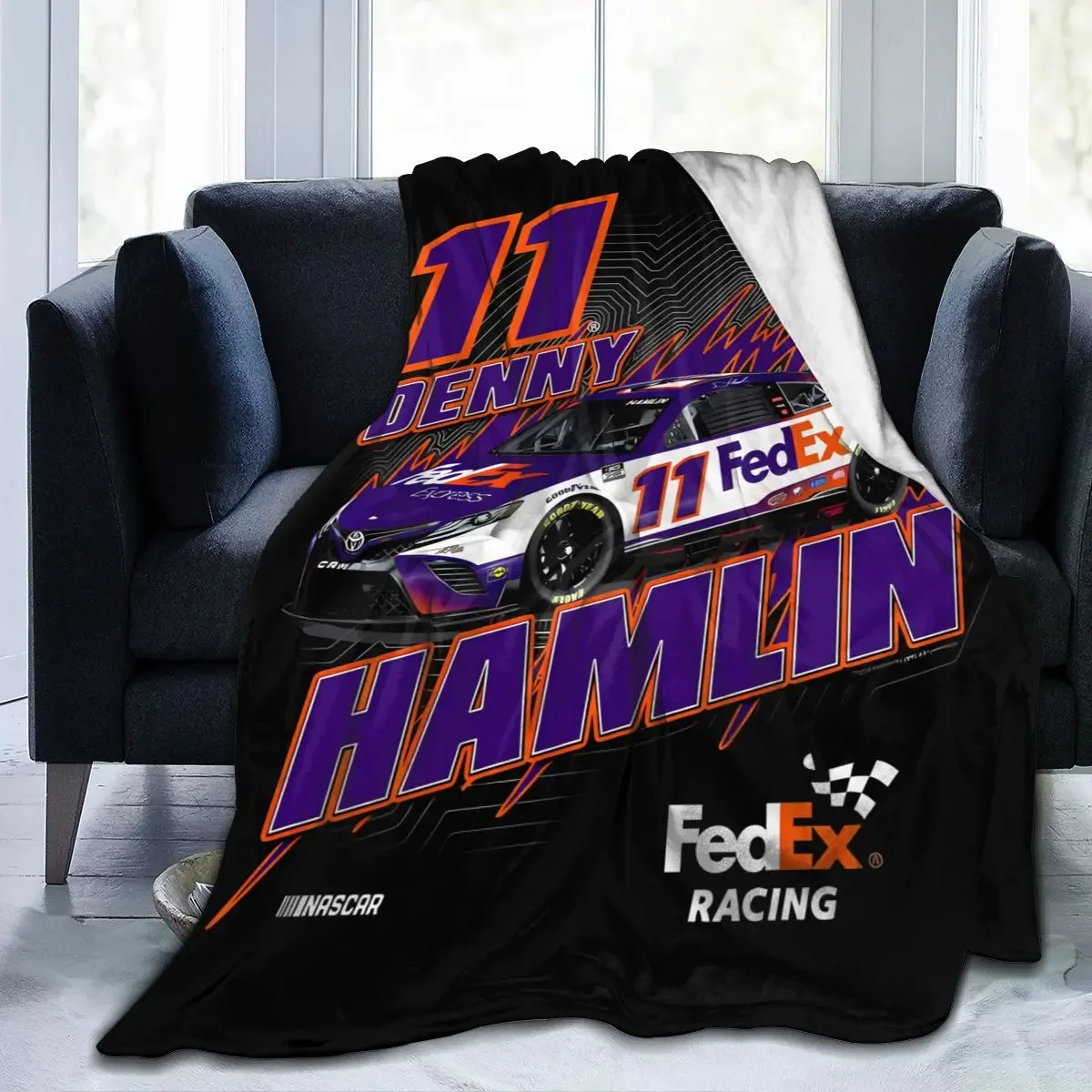 Denny Hamlin 11 All Season Fleece Blanket Throw Ultra Soft Flannel Blanket Digital Printed Premium Fluffy Microfiber Fleece