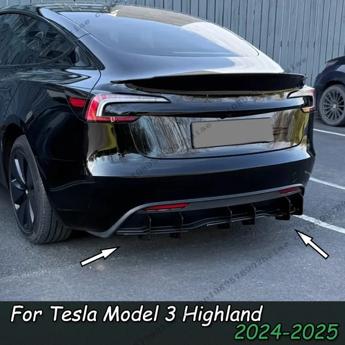 Para Tesla Model 3 Highland 2024-2025 difusor trasero labio hoja trasera alerón divisor de parachoques Kit de carrocería embellecedor Exterior accesorios ABS