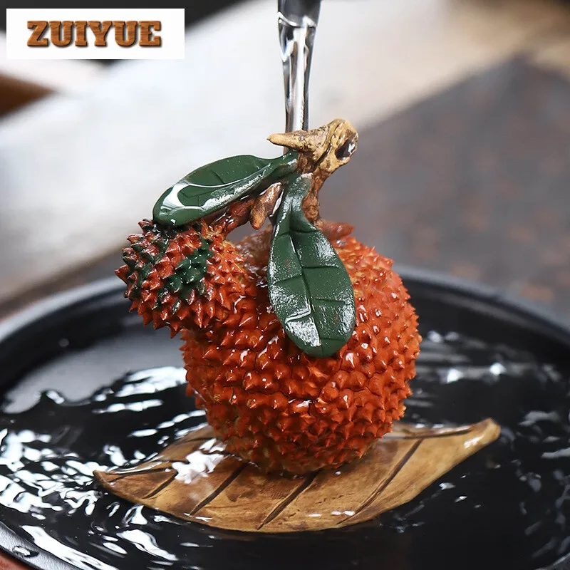 Handmade Litchi Yixing Purple Clay Tea Pet Aesthetic Fruit Tea Figurine Play Toys Tea Ceremony Statue Chinese Tea Set Ornaments