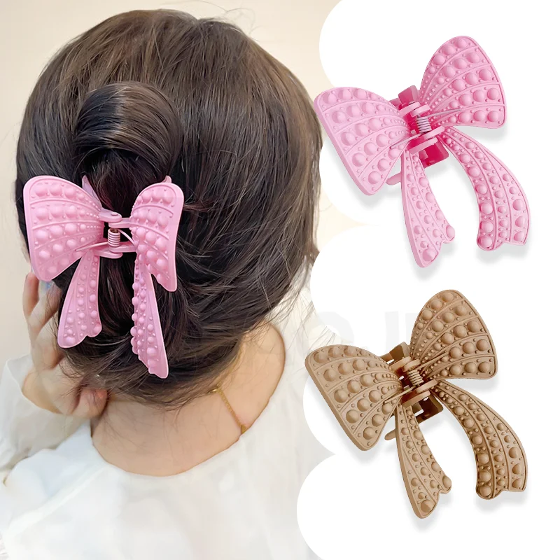 Fashion Double C Letter Hair Claw Women Acrylic Bow Shark Hair Clip Butterfly Hair Accessories