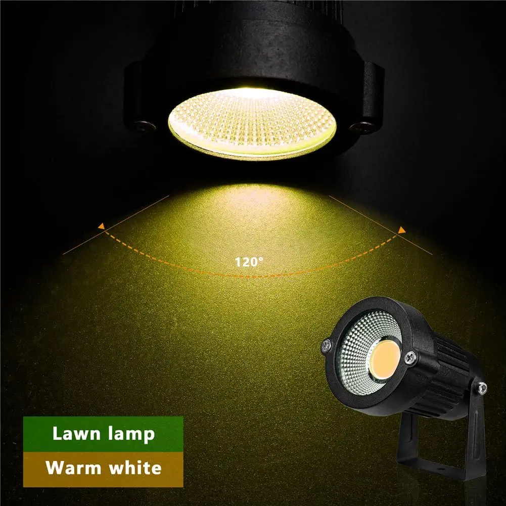 Lumière extérieure de pelouse de LED 5W blanc chaud 3000K projecteur de paysage de pointe 12V 24V avec le connecteur pour l'éclairage de jardin de cour de voie