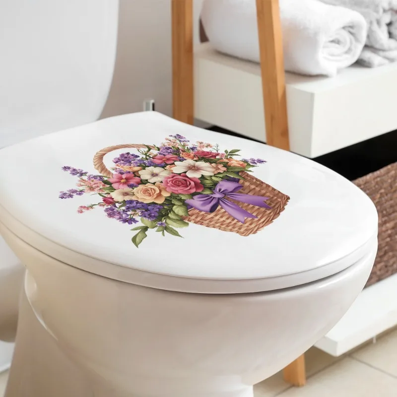 سلة الزهور ملصقات المرحاض غطاء المرحاض WC شارات الفينيل الثلاجة المرحاض باب النبات ملصقات للحمام ديكور المنزل