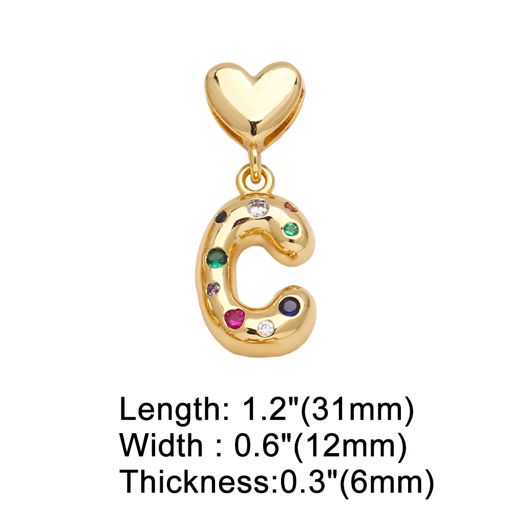 OCESRIO Multicolor Crystal Heart Letters Pendant for Necklaces Copper Gold Plated Initial Name Jewelry Making Supplies pdtb621