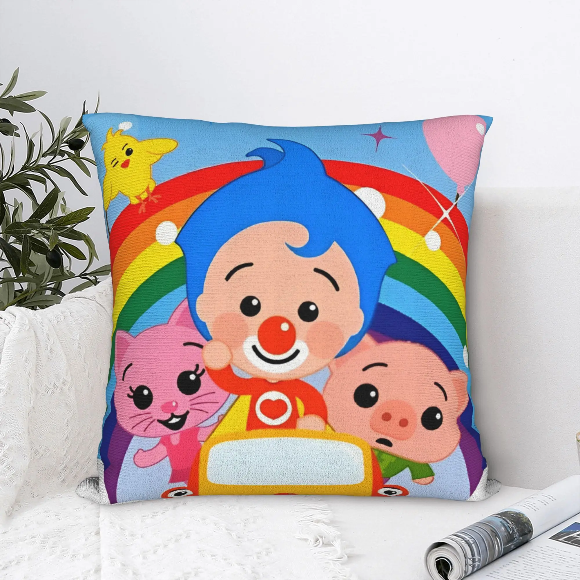 Cartoon P-Plims Square Pillow Cases Clown  Cushion Covers Customized Zippered Decor Throw Pillow Case Cover for Home 40x40cm