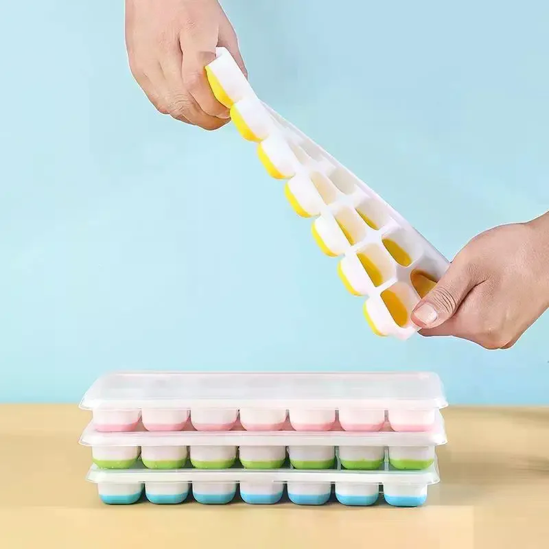1Pcs Silicone Square 14 Cube Easy Release  Molds  Tray Mold With Lid Kitchen Bar DIY Iced Cocktail Freeze Tool