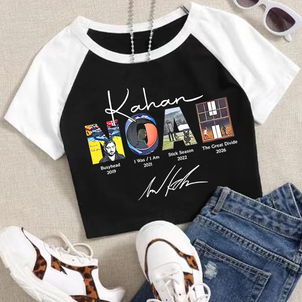 Noah Kahan Album Era Tour 2026 Crop Tops T-Shirt Girls Fashion Women O-Neck Short Sleeve