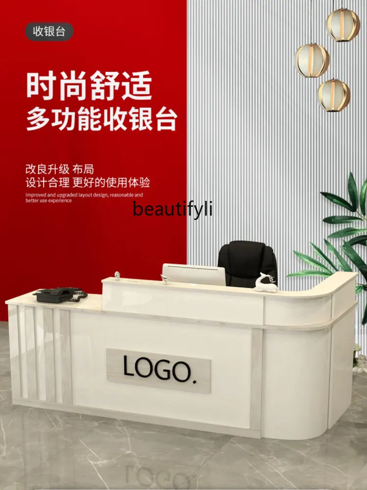 Company Reception Desk Bar Counter Cashier Corner Semicircle Corner Paint Simple Modern Bar Counter