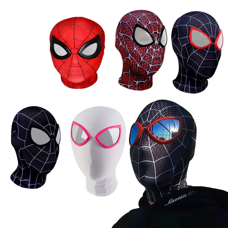 

Питер Паркер Хэллоуин Косплей Костюм Маска Спандекс Ткань Материал Взрослый Хэллоуин Костюм Маска Супергероя Майлз Маска Человека-Паука