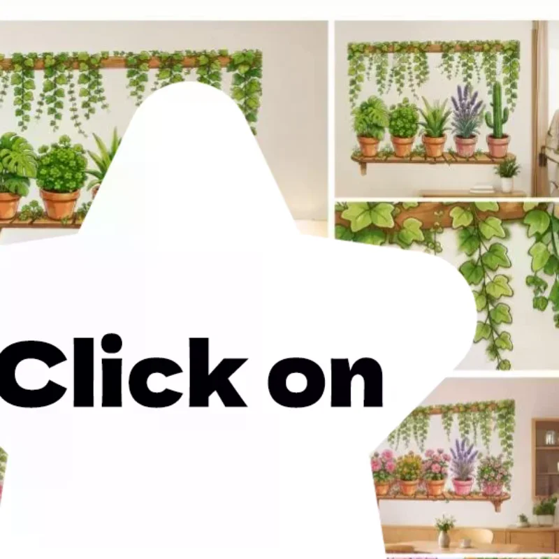 Green Plant Stand Potted Flower Wall Decal With Self Adhesive Vivid Color For Bedroom Living Room Home Decor Supply For Home Us