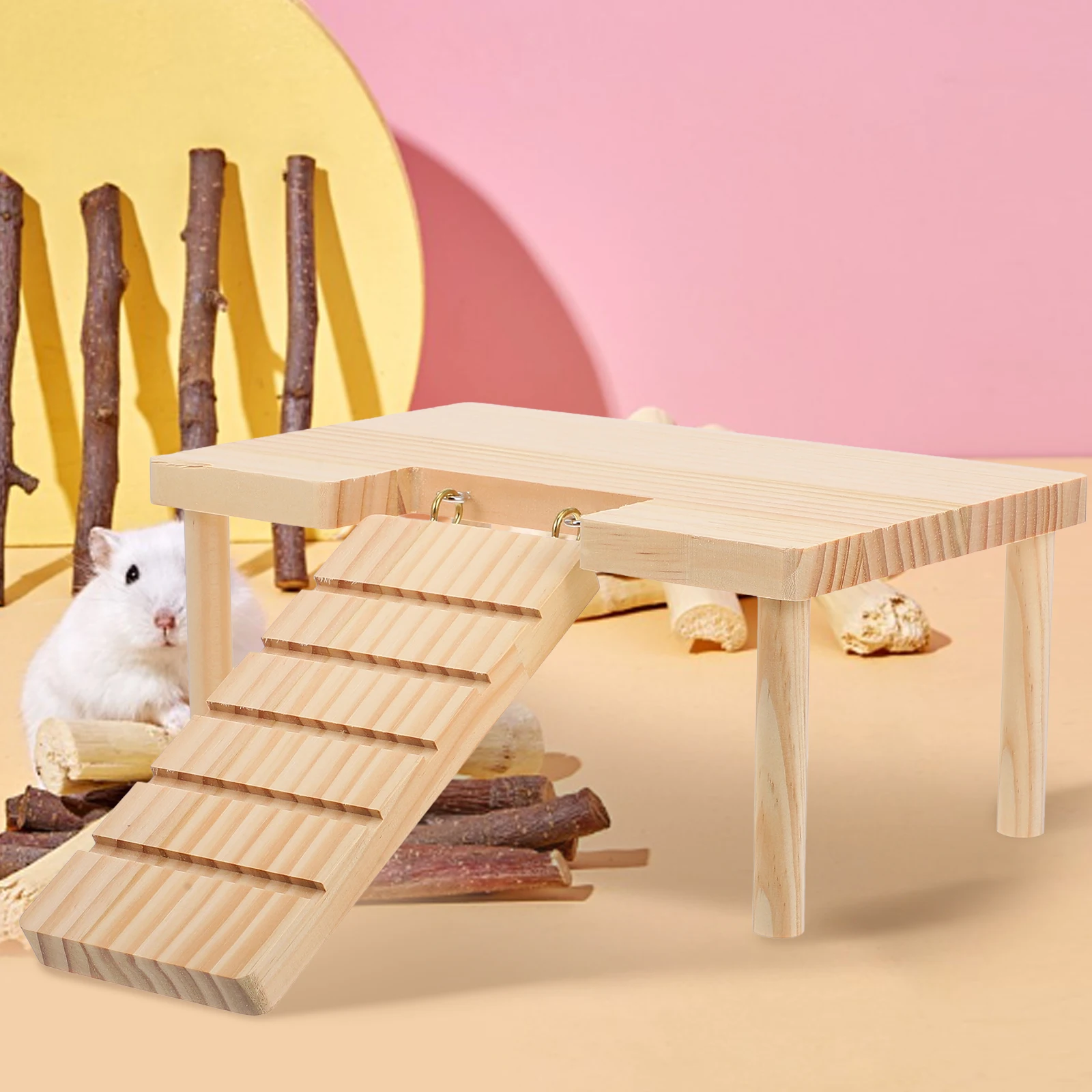 

Small Animal Ladder Platform Pet Table Wooden Climbing Hamster Baby Guinea Pig Cage Platforms Accessories Wood