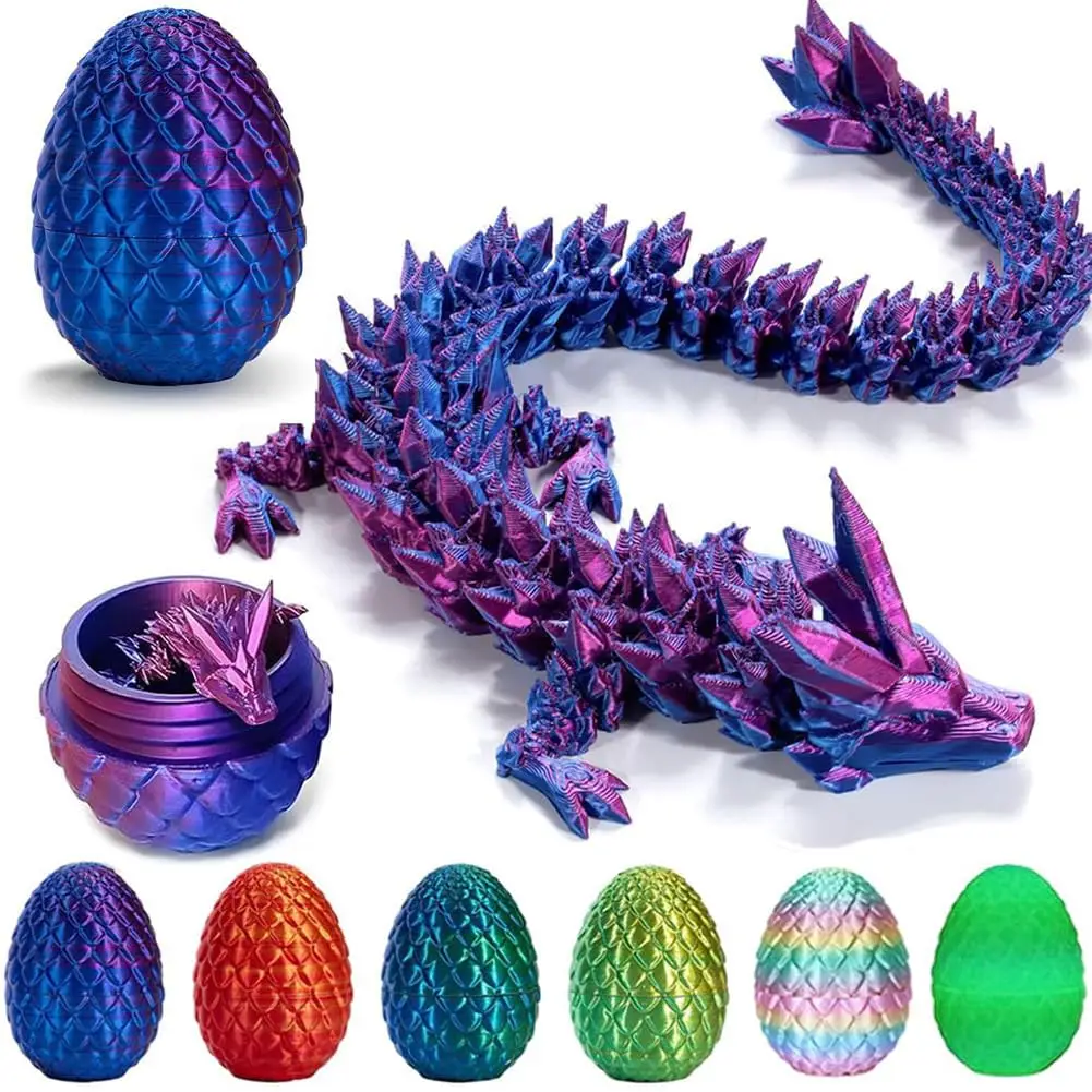 3D Printed Dragon Egg, Mystery Crystal Dragon Egg Fidget Toys Surprise, Articulated Crystal Dragon Eggs with Dragon Inside