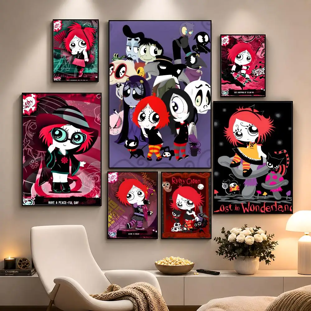 Cartoon Ruby Gloom Skull Boy Misery Poster Peel And Stick Wall Art PP Waterproof HD Bedroom Living Room Home Decor Gift