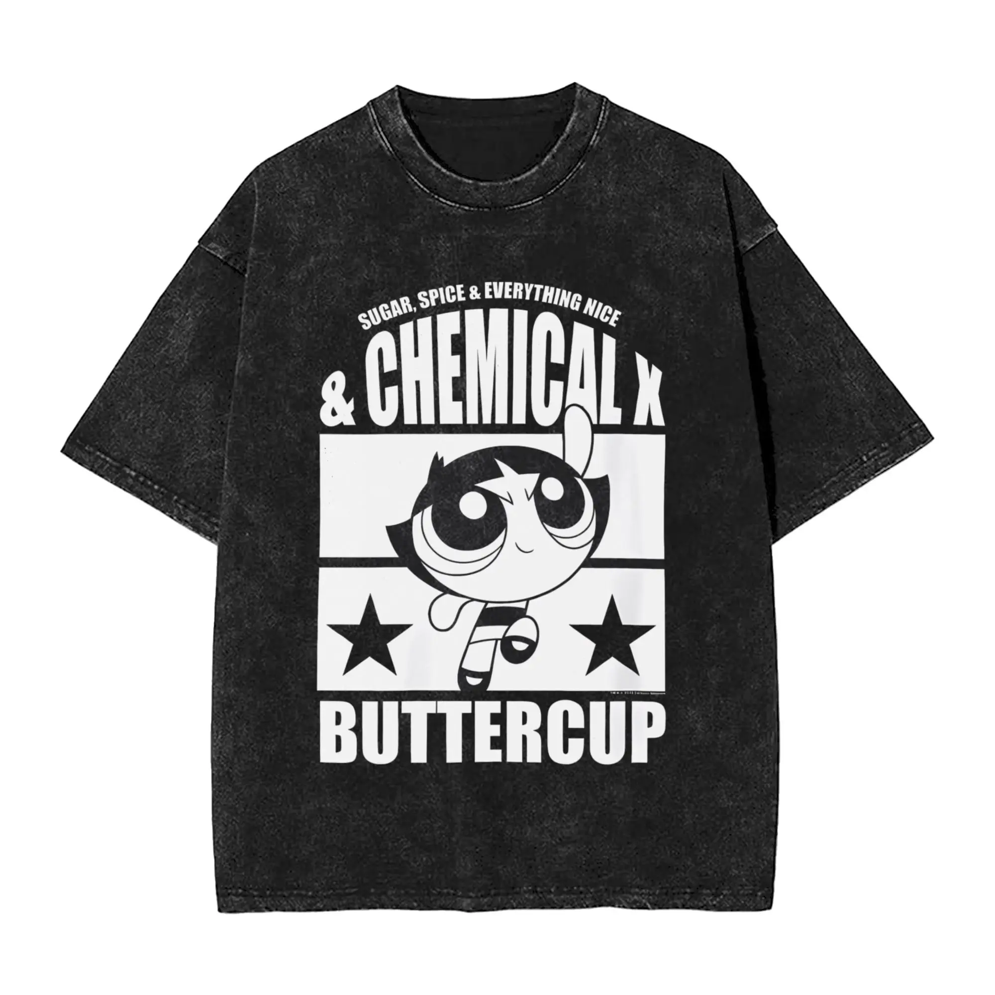 

Футболка Powerpuff для девочек Chemical X Buttercup, футболки в стиле хип-хоп, уличная одежда с короткими рукавами, летние хлопковые дышащие футболки большого размера