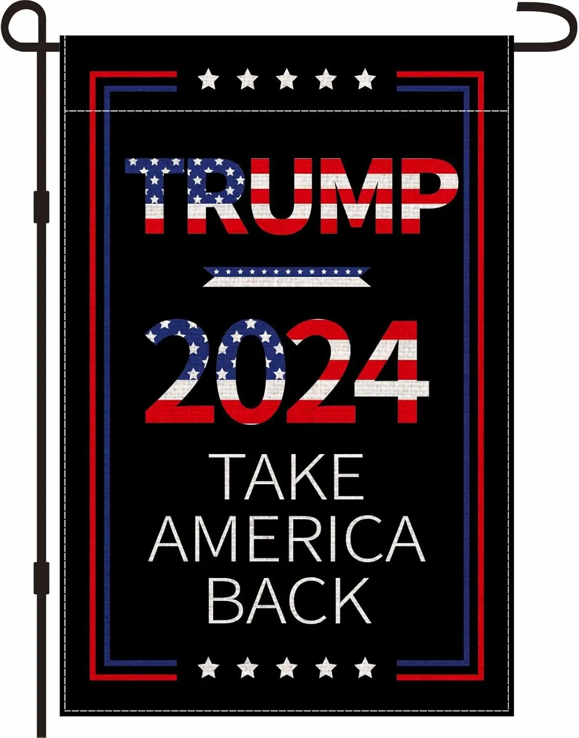 Trump 2024 Take America Back Garden Flag 12x18 Inch, Double Sided Burlap Outside Sign Yard Flag Farmhouse Outdoor Decor