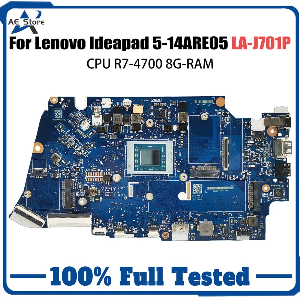 Computer Mainboard For Lenovo Ideapad 5-14ARE05 LA-J701P Laptop Motherboard With AMD R7-4700 CPU 8G-RAM,100% test OK