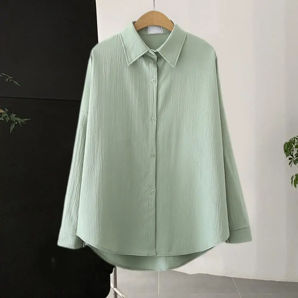 Summer Long-Sleeved Shirt Women Fashion High-Quality Korean Casual Solid Color Shirts Women New Loose Blouse Female T-Shirt Top