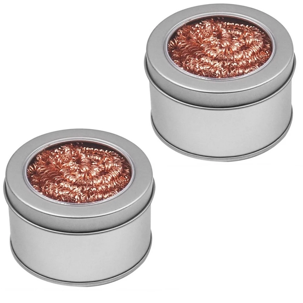 2PCS Filo metallico con supporto Set Saldatura Dissaldatura Saldatura Punta di ferro per saldatura Pulitore per scorie Pulizia Filtro a rete con sfera in acciaio