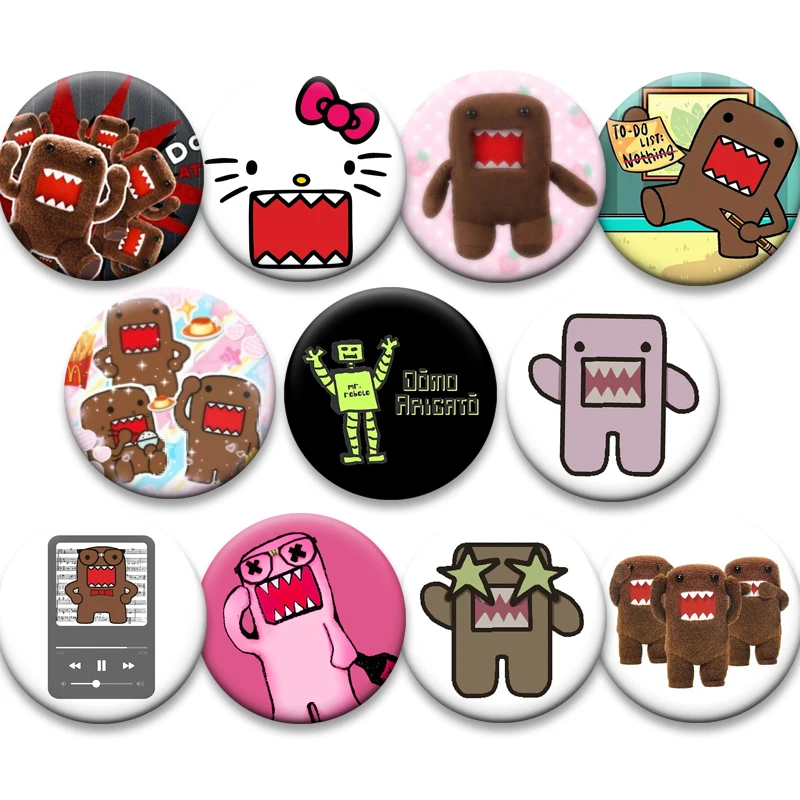 Funny Cartoon Brooches Domo Tooth Expression Pack Badge Round Creative Anime Pins for Bag Accessories Jewelry Handmade Gifts
