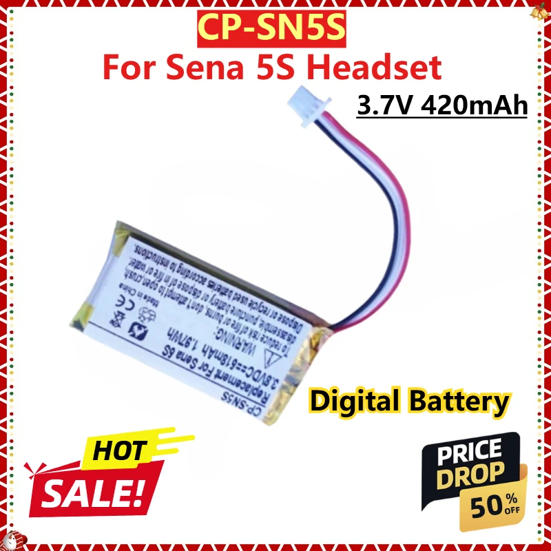 

For Sena 5S Headset New Replacement Digital Battery CP-SN5S 3.7V 420mAh Long-Lasting