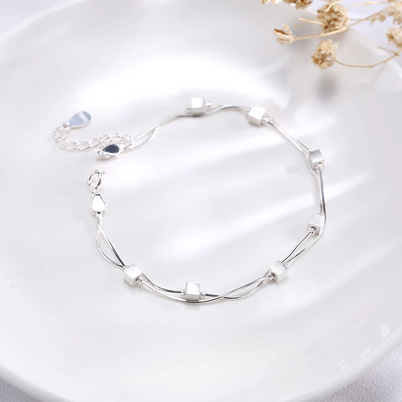 

Cube Double Bracelet S925 Sterling Silver Cube Jewelry