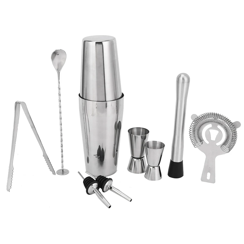 

Promotion! Boston Shaker Cocktail Shaker Set 9 Piece, Martini Shaker, Bartender Kit With Hawthorne Strainer/Ice Tong