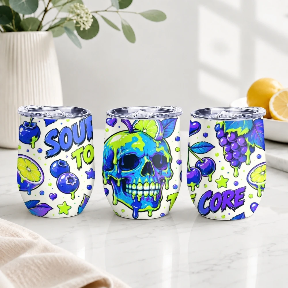 Poison Apple Spooky Skeleton Vacuum Flasks 12oz Insulated with Lid Double Wall Vacuum Stainless Steel Cup Hot & Cold Drink Mug
