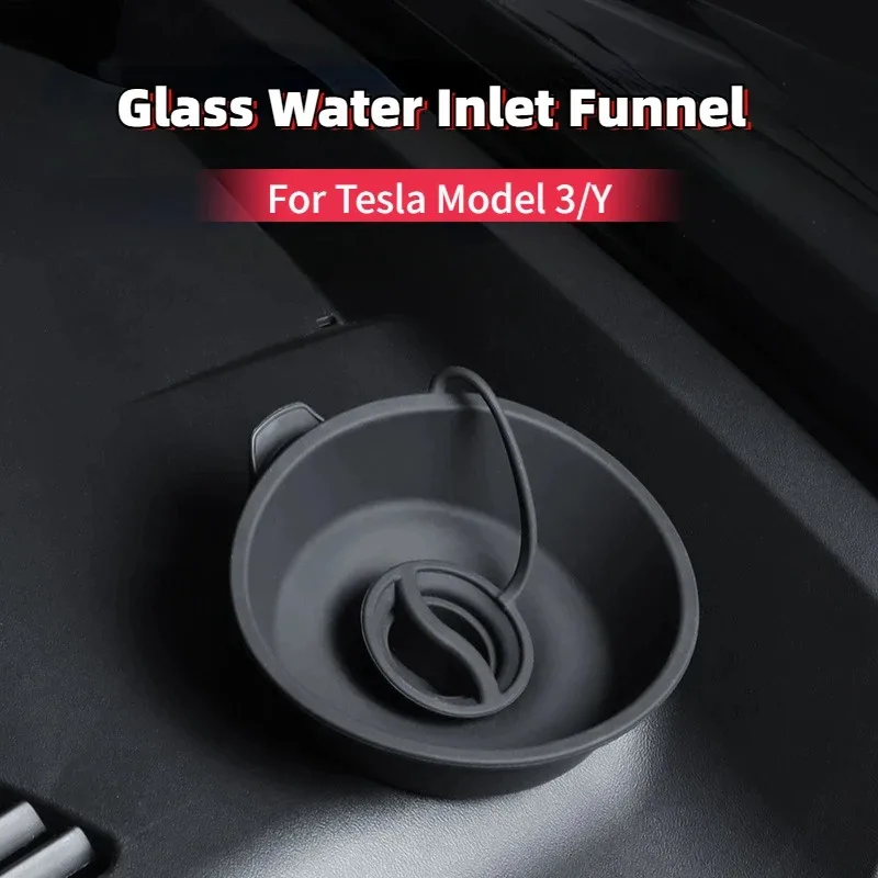 

Glass Water Inlet Funnel for Tesla Model 3 Y Car Windshield Wiper Arm Hole Protective Cover Fluid Reservoir Tank Bottle Cap Lid