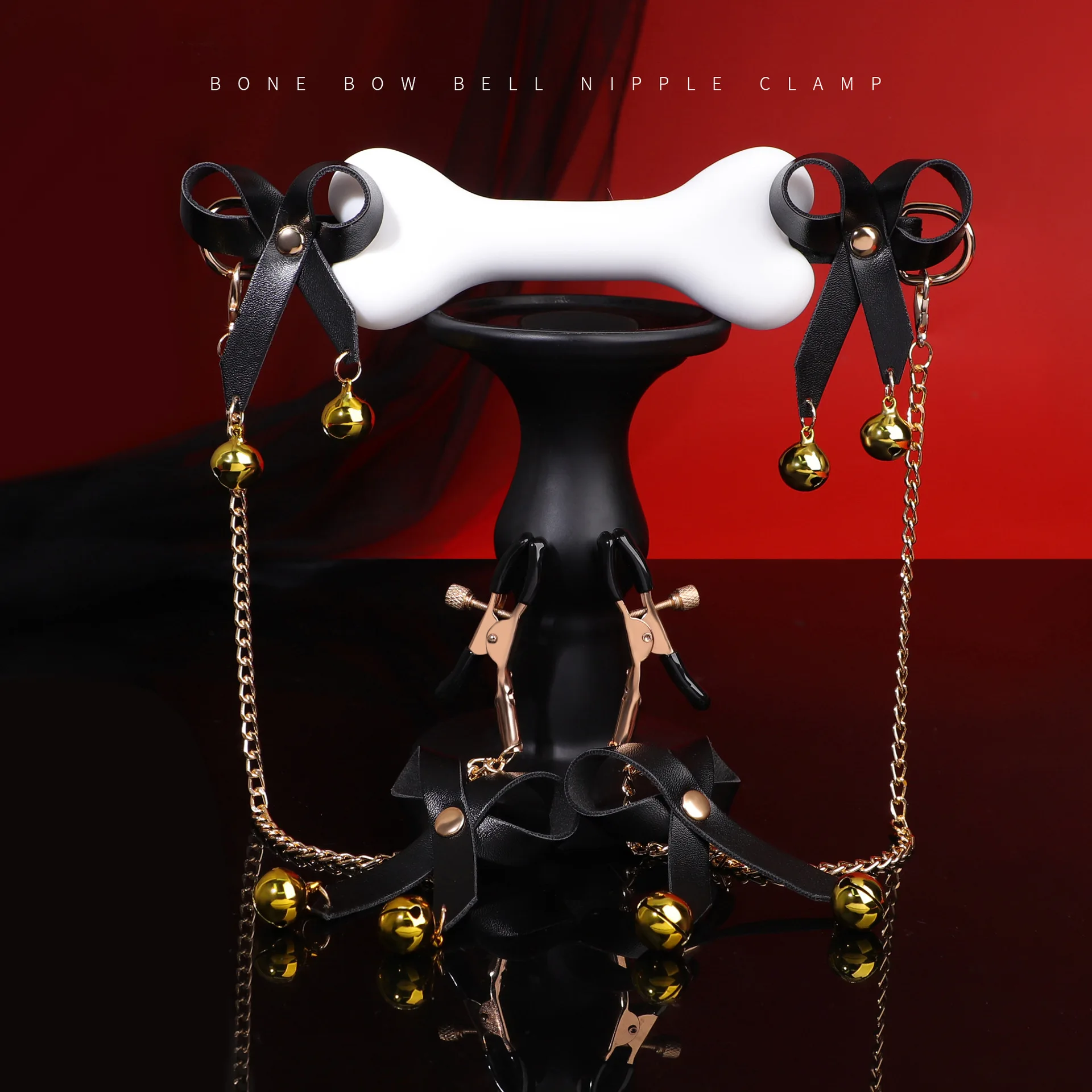 Female Nipple Clamp Mouth Ball Gag Sex Toy Set With Ring Bell Bone Shape Silicone Mouth Gag Bra Stimulate Clip Bowknot Sex Toys view 5