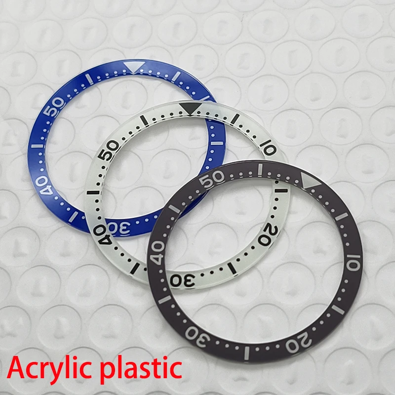 38mm×31.5mm Green Luminous Flat Acrylic Plastic Bezel Insert Rings For SKX007 Watch NH35 NH36 Movement Watch Refit Part