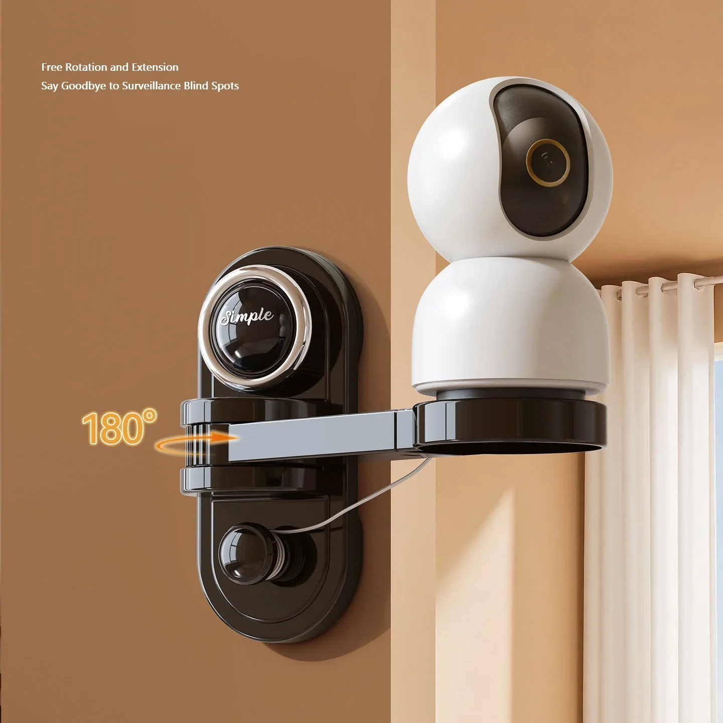 Suction Cup Wall Mount Bracket Stand Fits for Indoor Security Camera No Drilling Monitoring Holder Adjustable Monitor Mount