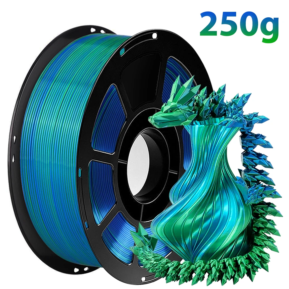 3D Printer Filament 250g PLA silk blue green Filament 1.75mm Dimension Accuracy +/- 0.02mm, 3D Printing Filament Two tone silk blue green pla