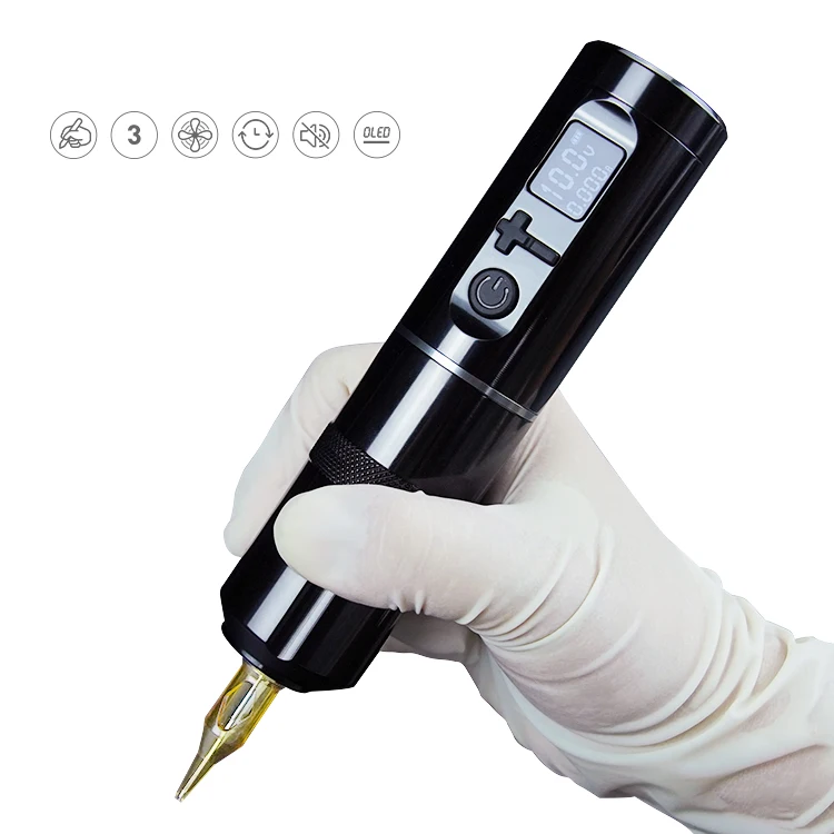 Newest OELD Display Wireless Tattoo Pen Machine 2200mAh Recharge Battery Rotary Tattoo Gun Equipment OEM