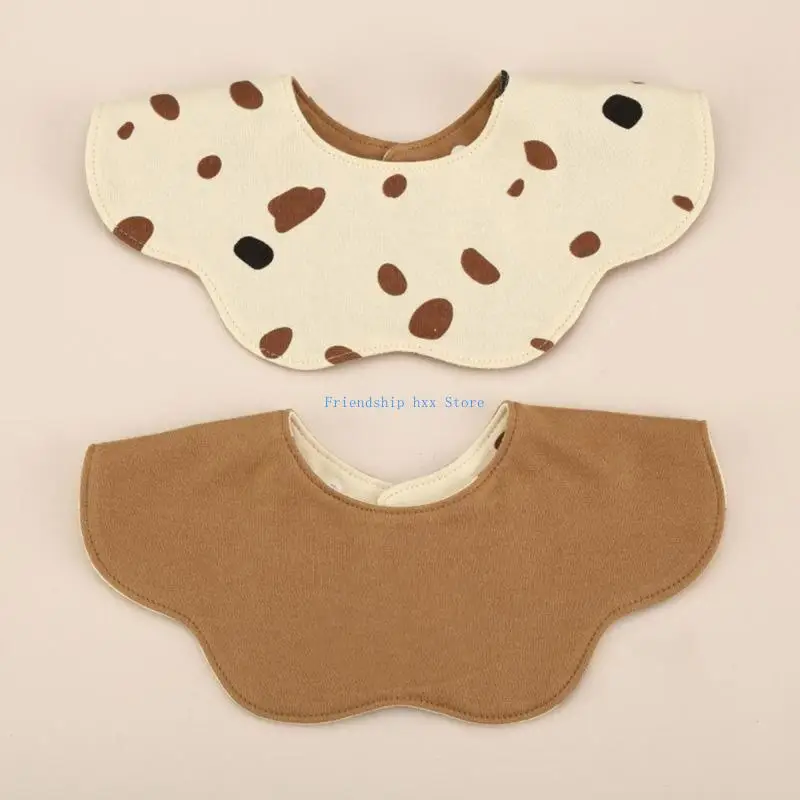 F1CB Wende-Lätzchen aus weicher Baumwolle mit 360-Blütenblattform für unordentliches Essen, maschinenwaschbar, verschiedene